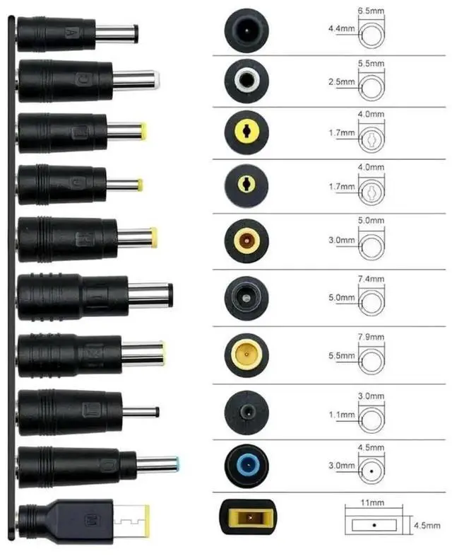 Alt view image 2 of 3 - WRIARICH 100W USB-C DC Power Adapter Kit, Universal AC-DC Laptop Power Supply with 5.5x2.1mm DC Port & 10 Interchangeable DC Tip Connectors