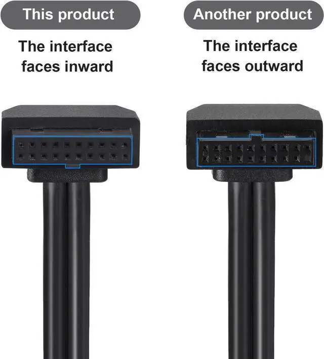 Alt view image 2 of 7 - WRIARICH 19Pin USB3.0 Mainboard Header Male to Female Extension Cable, Inward-Facing Front Panel High-Speed Cord