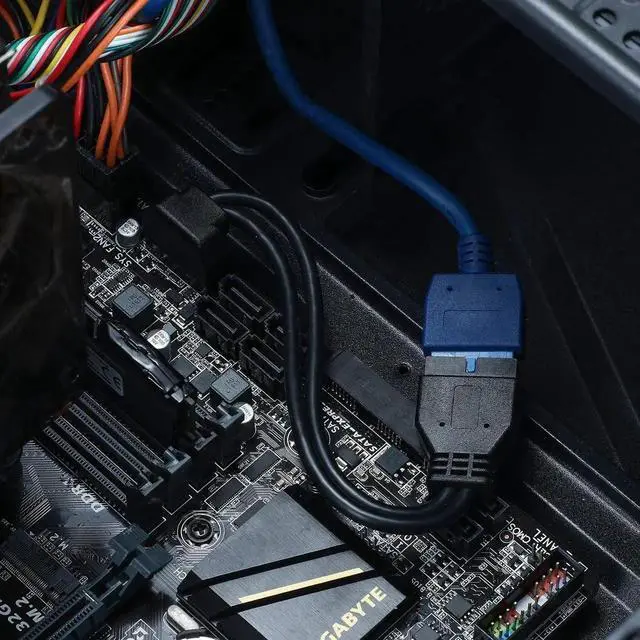 Alt view image 6 of 7 - WRIARICH 19Pin USB3.0 Mainboard Header Male to Female Extension Cable, Inward-Facing Front Panel High-Speed Cord
