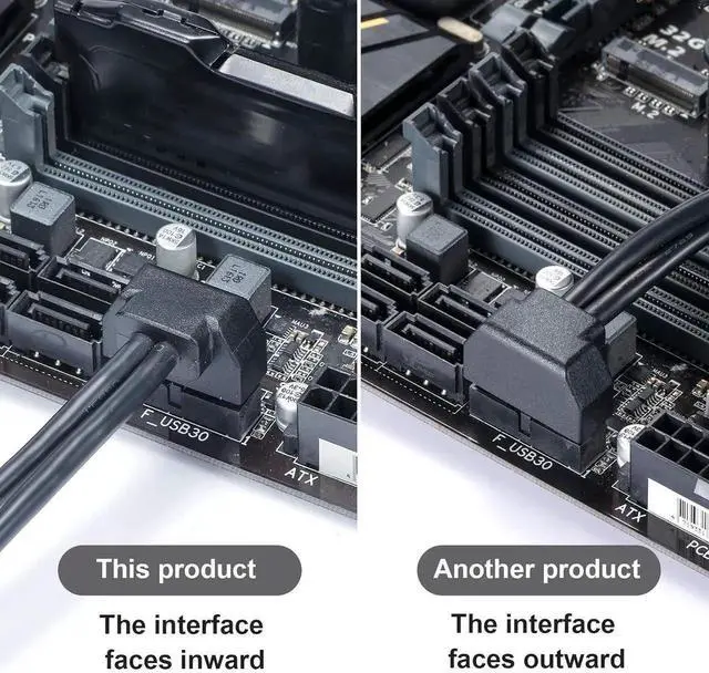 Alt view image 7 of 7 - WRIARICH 19Pin USB3.0 Mainboard Header Male to Female Extension Cable, Inward-Facing Front Panel High-Speed Cord