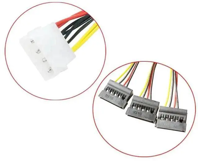 Alt view image 5 of 6 - WRIARICH 1-to-3 IDE 4Pin to SATA Power Splitter Cable, Large 4Pin Female to Multiple SATA Male PC Hard Drive Power Adapter Cord