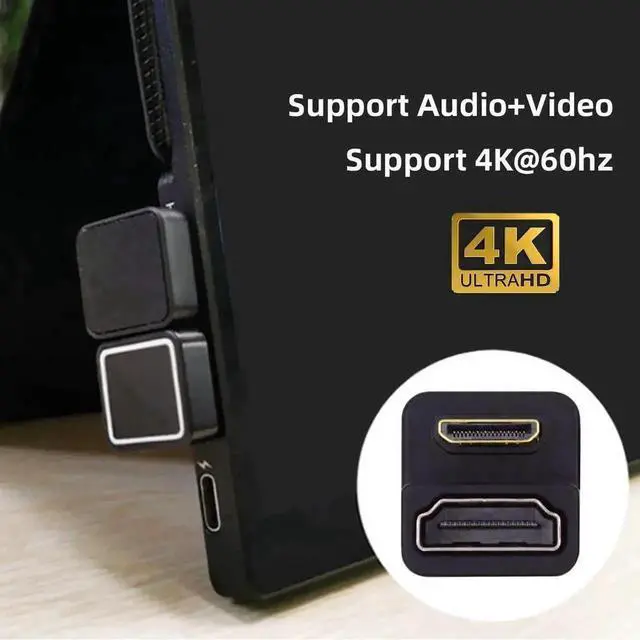 Alt view image 6 of 7 - WRIARICH U-Shaped 360° Up Reverse Back Angled Mini HDMI 1.4 Male to HDMI Female Extension Adapter Converter, Supports 4K HD Video