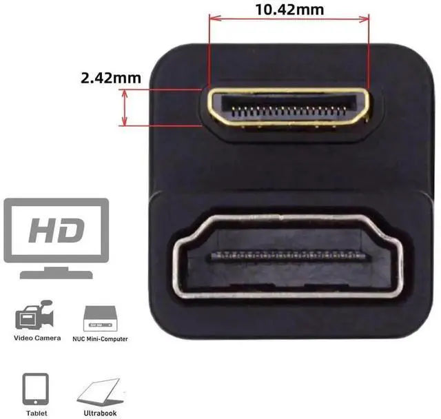 Alt view image 5 of 7 - WRIARICH U-Shaped 360° Up Reverse Back Angled Mini HDMI 1.4 Male to HDMI Female Extension Adapter Converter, Supports 4K HD Video