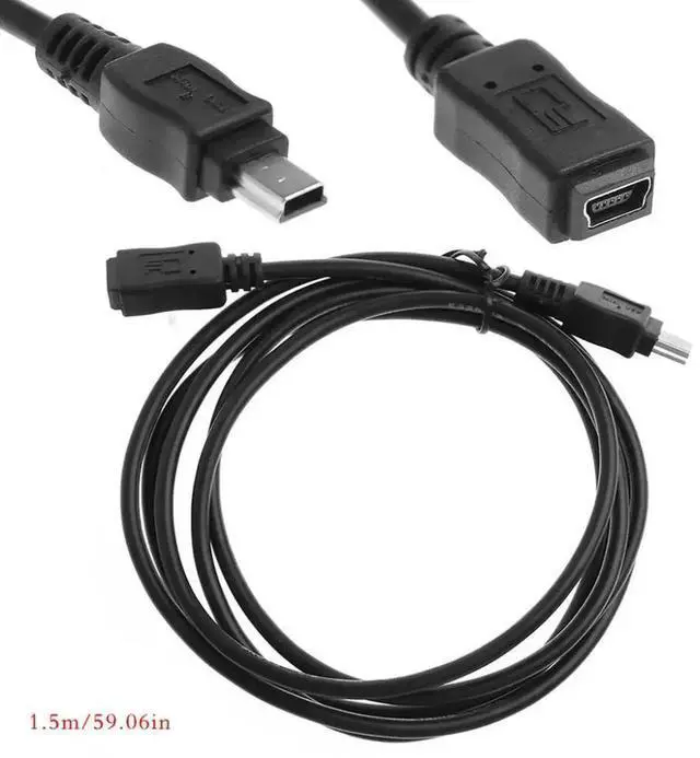 Main image of WRIARICH 1.5m (5 Feet) Mini USB B 5Pin Male to Female Extension Cable, Black USB Mini B Extension Cord