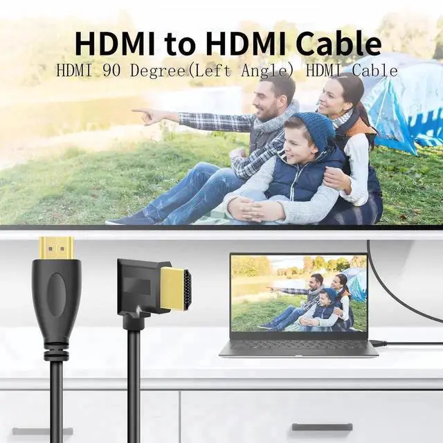 Alt view image 4 of 7 - WRIARICH 3FT Left 90/270 Degree HDMI 1.4 Extension Cable, Gold-Plated Connectors, Support 4K, 3D, Ethernet & ARC Audio Return