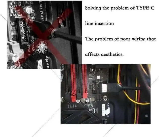 Alt view image 3 of 6 - WRIARICH PH74A 90 Degree Vertical USB 3.2 Type-E Header Adapter, Up-Angled Type-E Male to Female Front Panel Socket Converter for PC Motherboard Internal USB-C Wiring Optimization
