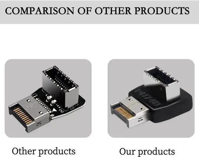 Alt view image 6 of 6 - WRIARICH PH74A 90 Degree Vertical USB 3.2 Type-E Header Adapter, Up-Angled Type-E Male to Female Front Panel Socket Converter for PC Motherboard Internal USB-C Wiring Optimization