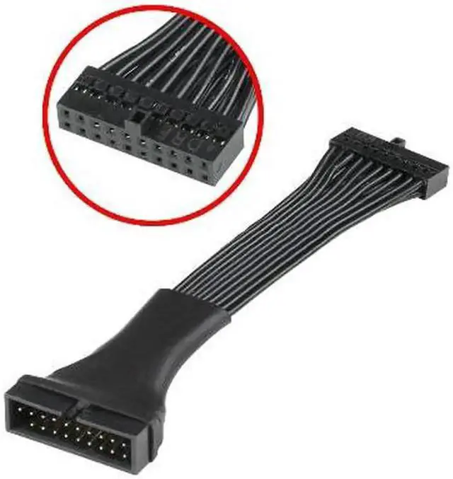 Alt view image 3 of 3 - WRIARICH 6 Inches Low Profile USB 3.0 Internal Header Extension Cable, Slim 19Pin Motherboard Front Panel USB Extender Cord