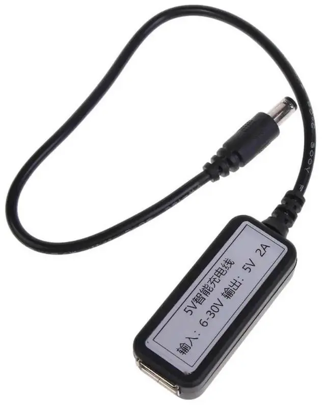 Alt view image 3 of 3 - WRIARICH DC 5.5x2.1mm Male to USB A Female Power Conversion Cable, Wide Input 6V-30V Step-Down to 5V 2A Output USB Charging Adapter Cable