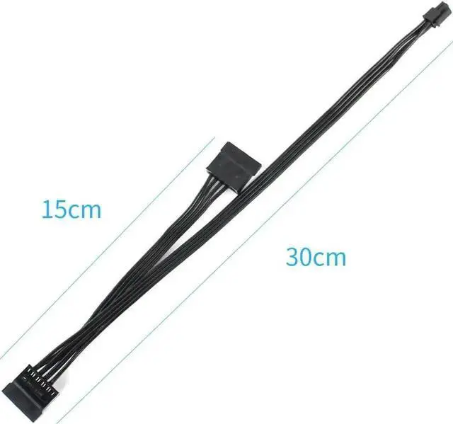 Alt view image 2 of 5 - WRIARICH 45cm Type4 Mini 4 Pin to Dual SATA Power Cable, ATX Mini 4P to 2 SATA SSD/HDD Power Supply Cord Compatible with Lenovo M410 M415 M425 B415 M610 M710 M4200R Motherboard