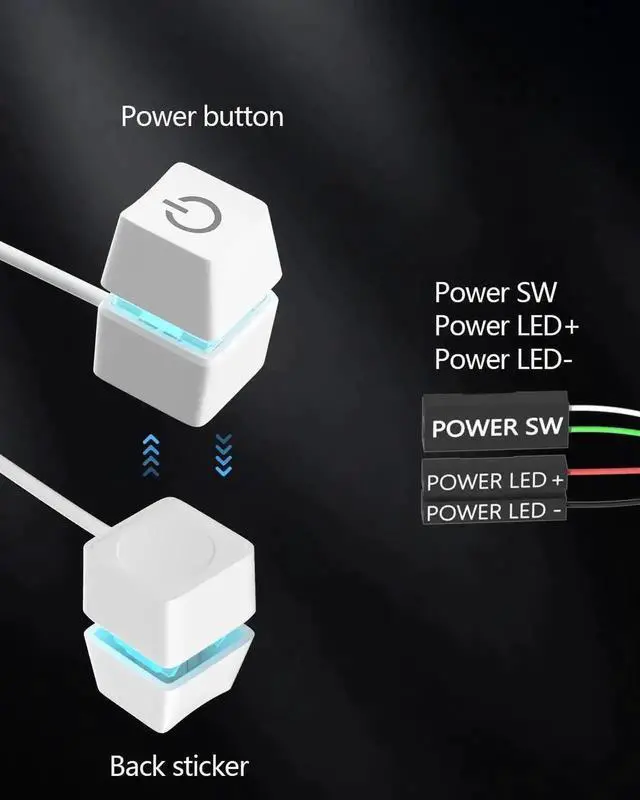 Alt view image 7 of 7 - WRIARICH External PC Power Switch Button with LED Indicator, 65 Inch Long Extension Cable for Motherboard Connection