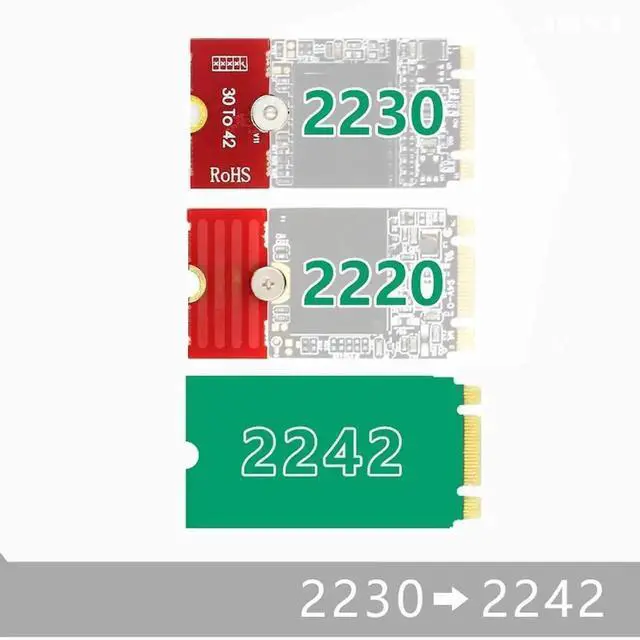 Alt view image 7 of 7 - WRIARICH M2PLUS M.2 NVMe SSD Length Extender Adapter, Convert 2230/2242/2260 to 2280 NGFF SSD Bracket, Compatible with U.2 M.3
