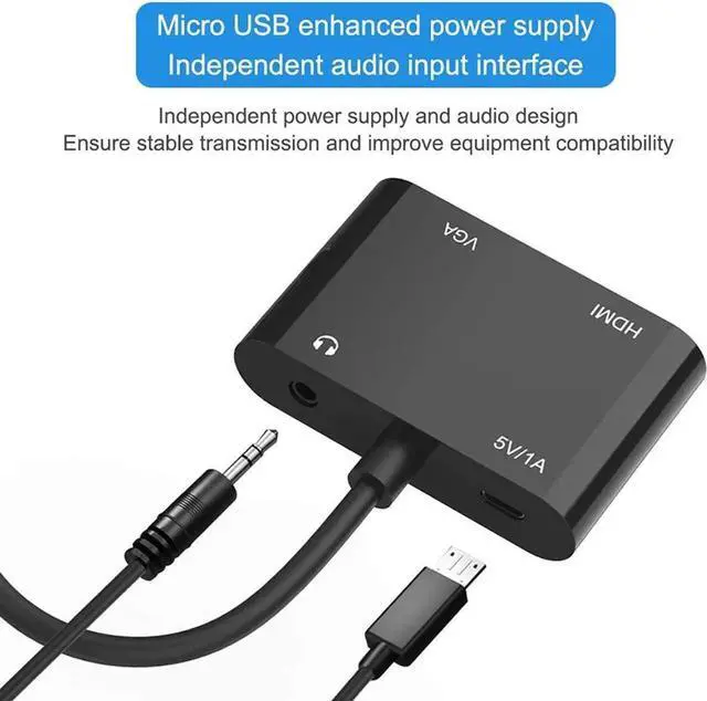 Alt view image 3 of 7 - WRIARICH VGA to HDMI VGA Splitter 1 Input 2 Output, Simultaneous VGA & HDMI Dual Display Adapter for Laptop Desktop PC Monitor Projector