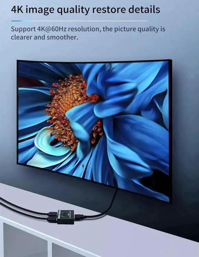 Alt view image 7 of 7 - WRIARICH Bi-Directional 2 Port HDMI Switcher 2 in 1 Out /1 in 2 Out Passive HDMI Splitter No Power Required Support 4K 2K 1080P HD Video