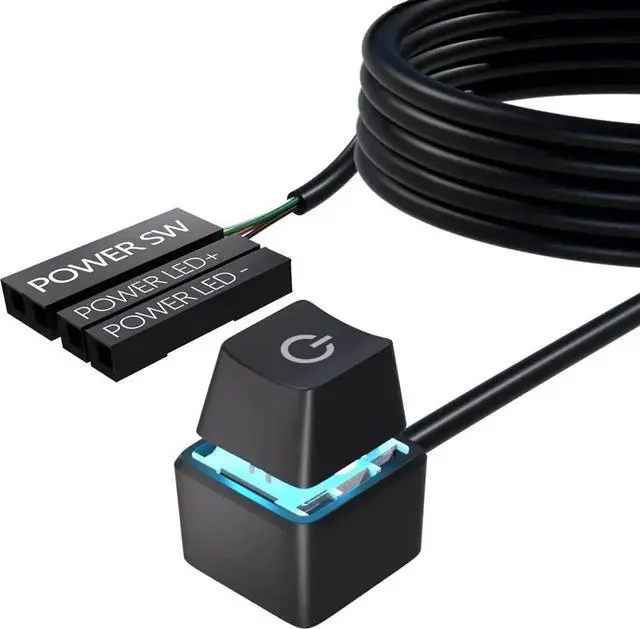 Main image of WRIARICH 65 Inch External PC Power On/Off Switch with LED Indicator, Desktop Motherboard External Startup Button Extension Cable