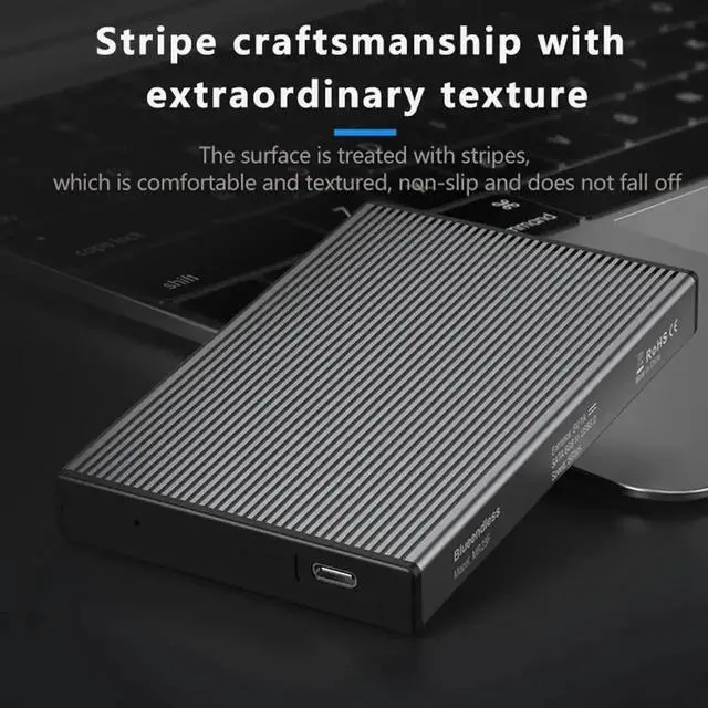 Alt view image 3 of 3 - WRIARICH Tool-Free 2.5 Inch SATA to USB 3.0 Hard Drive Enclosure, Portable External 2.5" HDD SSD Storage Case with Built-in USB3.0 SATA Adapter