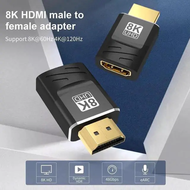 Alt view image 2 of 7 - WRIARICH 2-Pack HDMI 2.1 Female to Female Coupler Adapter, Supports 8K@60Hz, 4K@120Hz, HDR & eARC, HDMI Cable Extender for HDTV, Laptop, PC, Monitor, PS5