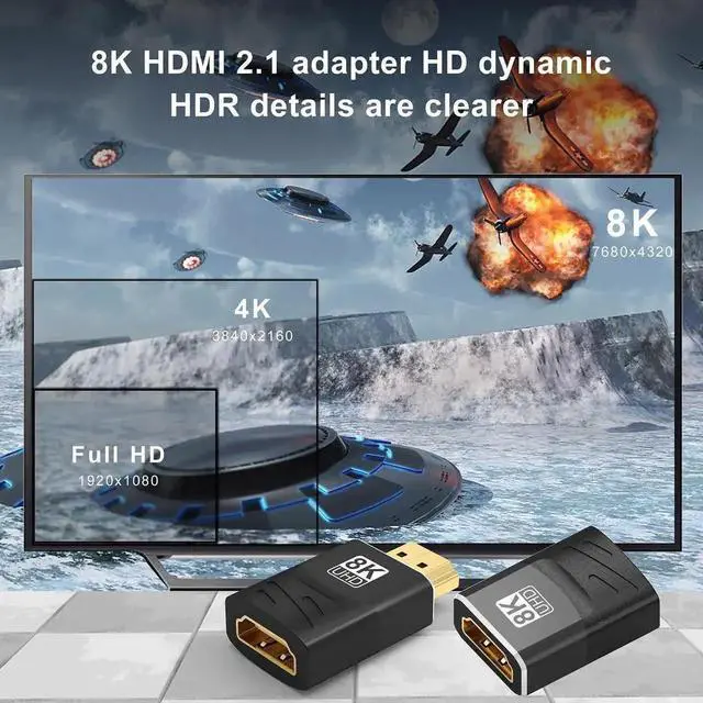Alt view image 5 of 7 - WRIARICH 2-Pack HDMI 2.1 Female to Female Coupler Adapter, Supports 8K@60Hz, 4K@120Hz, HDR & eARC, HDMI Cable Extender for HDTV, Laptop, PC, Monitor, PS5