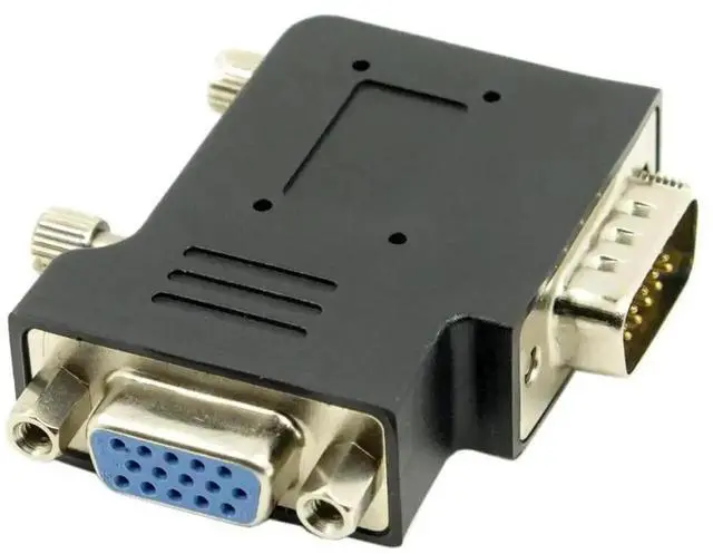 Alt view image 2 of 6 - WRIARICH Vertical Flat Left 90 Degree VGA SVGA Male to Female Extension Adapter, Black Right Angle VGA Extender