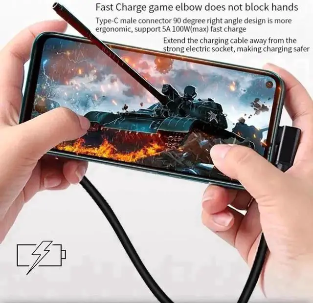 Alt view image 5 of 6 - WRIARICH 0.75ft Right Angle USB-C Extension Cable, 100W 5A PD 10Gbps USB 3.1 Gen 2 Cord for PSVR2, Switch, MacBook, iPad Pro