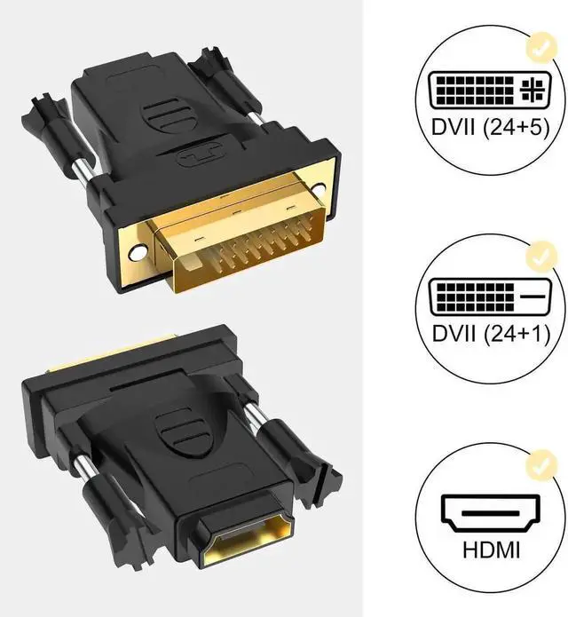 Alt view image 4 of 7 - WRIARICH 2-Pack DVI-D Male to HDMI Female Bidirectional Adapter, Gold-Plated Converter Supports 4K, 3D, ARC & Ethernet