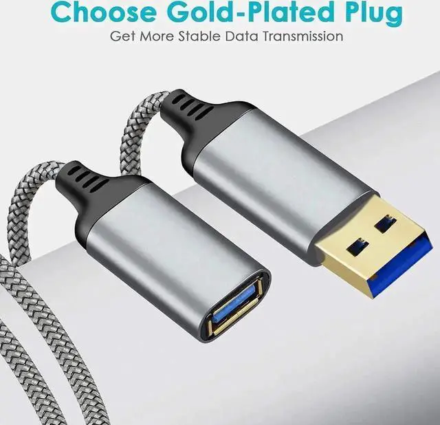 Alt view image 2 of 7 - WRIARICH 10FT/3M USB 3.0 Extension Cable, Metal Housing Type A Male to Female Cord for Keyboard, Mouse, Flash Drive & Hard Drive
