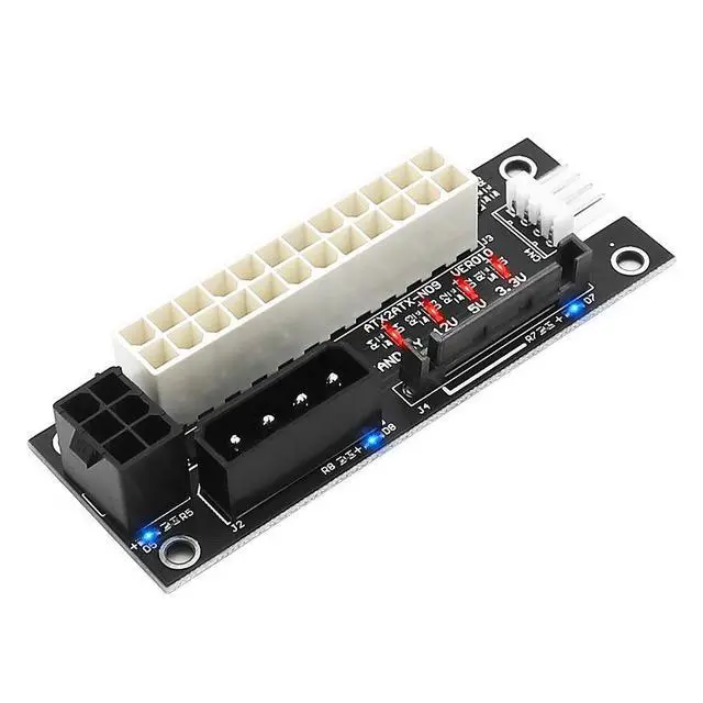 Alt view image 4 of 6 - WRIARICH Dual PSU Power Adapter Board, ATX 24Pin to Molex 4Pin/SATA/6Pin Sync Extender Cable, Add2psu Dual Power Supply Synchronization Cable for GPU Graphics Card