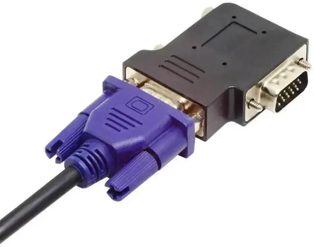 Alt view image 2 of 7 - WRIARICH Vertical Flat Left 90 Degree VGA SVGA Male to Female Extension Adapter, Black VGA Angled Connector