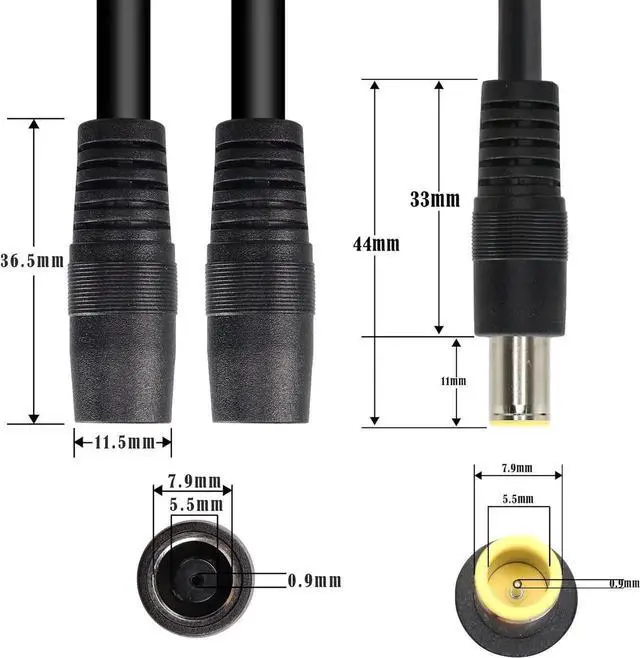 Alt view image 5 of 7 - DC7909 Y Splitter Cable, DC 8mm 1 Male to 2 Female 14AWG Heavy Duty Power Cord, DC7.9x0.9mm Y Adapter for Solar Panel, Solar Generator, Portable Power Station, Solar Power Bank, Black 30CM(1FT)