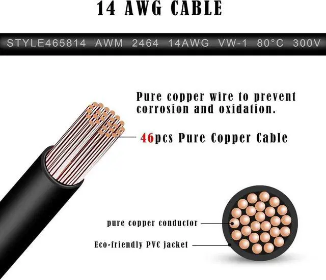 Alt view image 7 of 7 - DC7909 Y Splitter Cable, DC 8mm 1 Male to 2 Female 14AWG Heavy Duty Power Cord, DC7.9x0.9mm Y Adapter for Solar Panel, Solar Generator, Portable Power Station, Solar Power Bank, Black 30CM(1FT)