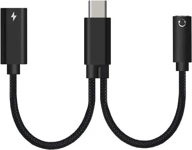 Main image of WRIARICH 2-in-1 USB C Audio Charging Splitter Dongle, Type C to 3.5mm AUX Mic Jack with 60W PD Fast Charge Compatible with Samsung Note 20/10 S20, Pixel 2/3/4 XL, iPad Pro