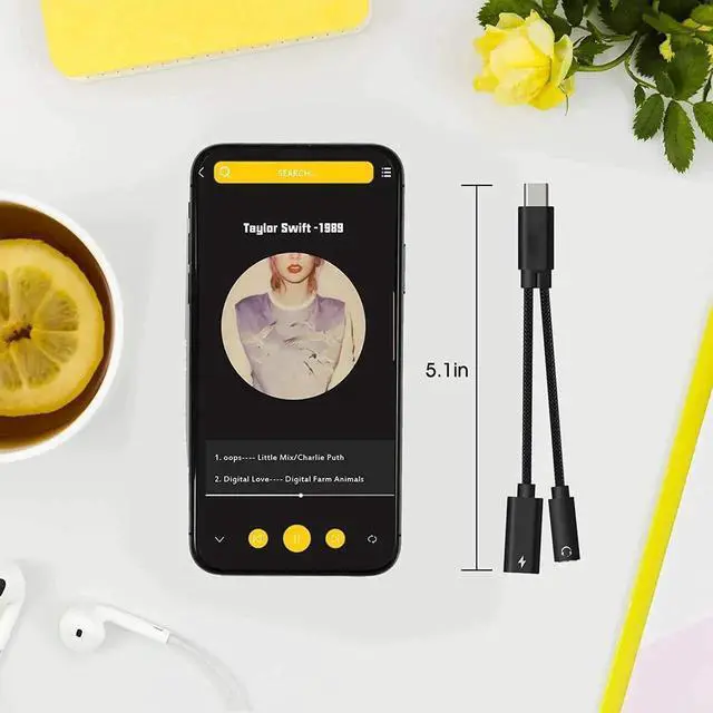 Alt view image 2 of 7 - WRIARICH 2-in-1 USB C Audio Charging Splitter Dongle, Type C to 3.5mm AUX Mic Jack with 60W PD Fast Charge Compatible with Samsung Note 20/10 S20, Pixel 2/3/4 XL, iPad Pro