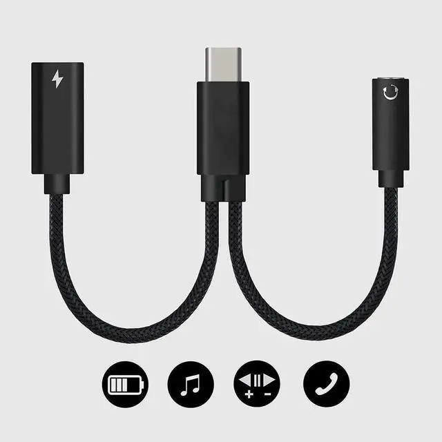 Alt view image 4 of 7 - WRIARICH 2-in-1 USB C Audio Charging Splitter Dongle, Type C to 3.5mm AUX Mic Jack with 60W PD Fast Charge Compatible with Samsung Note 20/10 S20, Pixel 2/3/4 XL, iPad Pro