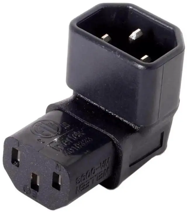 Main image of WRIARICH 90-Degree Up Angled IEC320 C14 Male to C13 Female Power Adapter, 10A 250V Right Angle Turning Connector for PC, Monitor, PDU, Printer