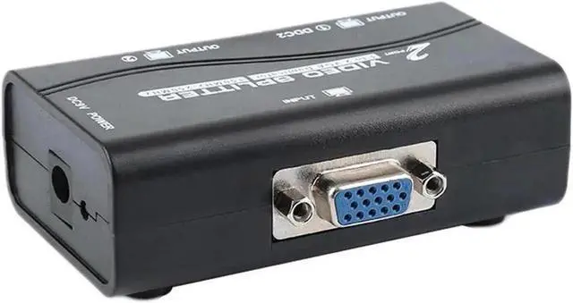 Alt view image 2 of 6 - WRIARICH 1 in 2 Out VGA Splitter 2-Port 250MHz VGA Distribution Hub, Supports Max 1920x1440@60Hz Resolution for PC, Monitor, Projector