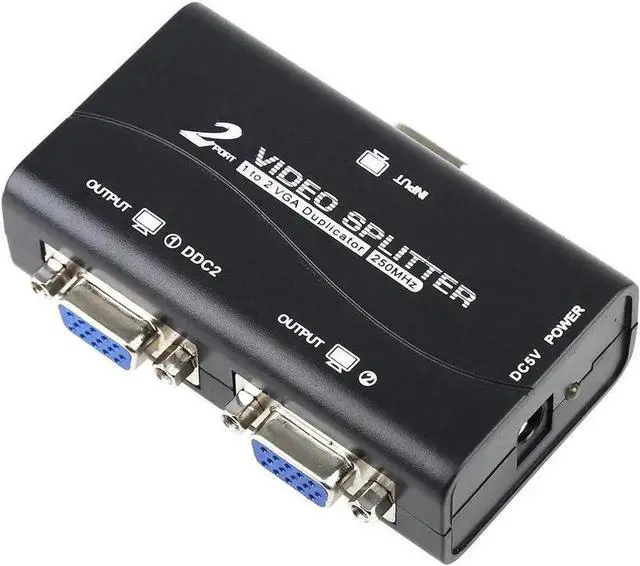 Main image of WRIARICH 1 in 2 Out VGA Splitter 2-Port 250MHz VGA Distribution Hub, Supports Max 1920x1440@60Hz Resolution for PC, Monitor, Projector
