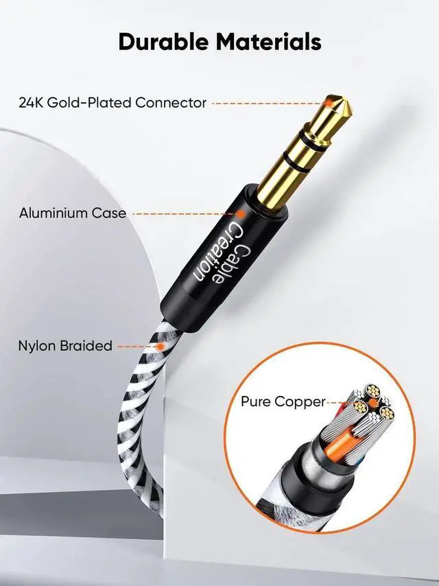 Alt view image 5 of 7 - WRIARICH 6FT/1.8M 3.5mm Male to Female Stereo AUX Headphone Extension Cable, Slim Soft Aux Extender Cord with Gold Plated Connectors, Black & White Available