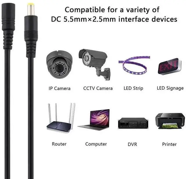 Alt view image 5 of 7 - WRIARICH 1.5M Black DC Power Extension Cable 5.5x2.5mm Female to Male, Max 8A Current Load