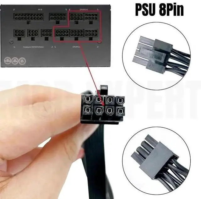 Alt view image 2 of 6 - WRIARICH 18AWG Flat 8Pin to Dual 6+2Pin PCIe Power Cable for Gigabyte GP-B700H / GP-G750H Modular PSU