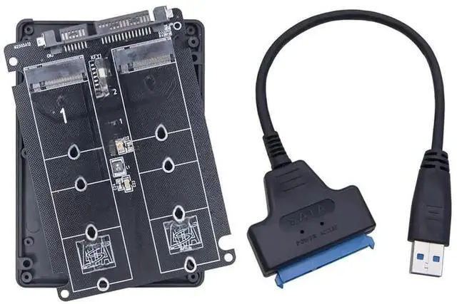 Alt view image 2 of 3 - WRIARICH Dual M.2 B Key SATA to SATA 3.0 Adapter Enclosure Board with USB 3.0 Cable, 6Gbps