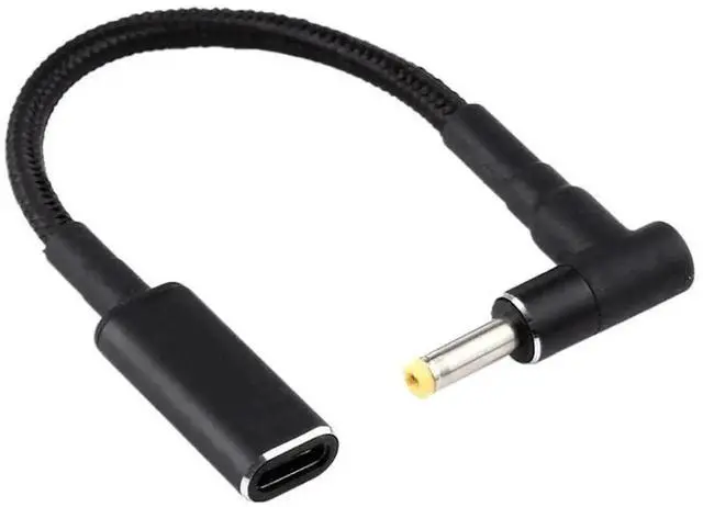 Main image of WRIARICH 90 Degree Elbow 4.0 x 1.7mm DC Male to USB-C Female Nylon Braided Power Adapter Cable, PD Charging Converter Cord