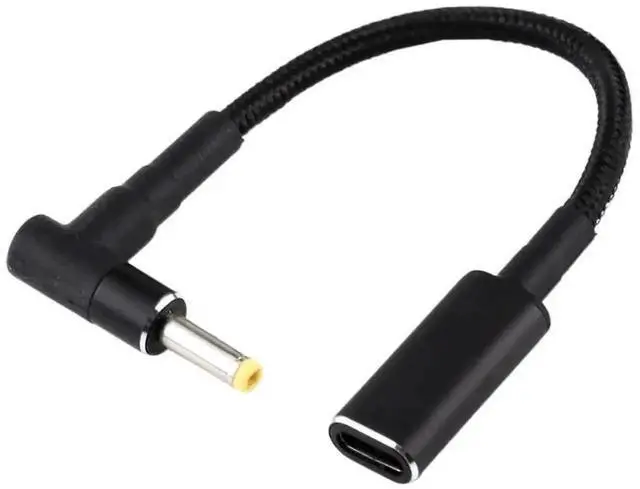 Alt view image 2 of 5 - WRIARICH 90 Degree Elbow 4.0 x 1.7mm DC Male to USB-C Female Nylon Braided Power Adapter Cable, PD Charging Converter Cord