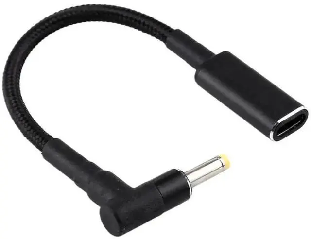 Alt view image 3 of 5 - WRIARICH 90 Degree Elbow 4.0 x 1.7mm DC Male to USB-C Female Nylon Braided Power Adapter Cable, PD Charging Converter Cord