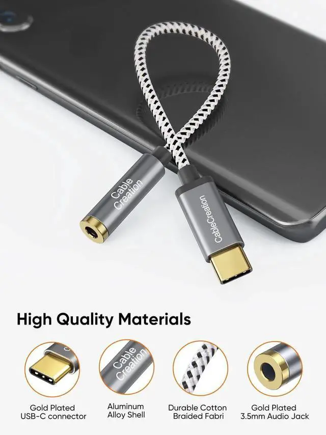 Alt view image 3 of 7 - WRIARICH 0.33FT USB C to 3.5mm Audio Adapter with Built-in 24Bit/96kHz HiFi DAC, Type-C Aux Headphone Dongle Compatible with iPhone 15/16 Series Galaxy S24 S23 Ultra Pixel 9 iPad