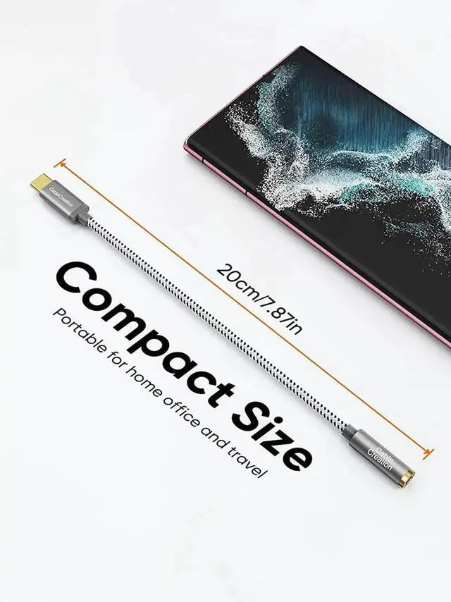 Alt view image 4 of 7 - WRIARICH 0.33FT USB C to 3.5mm Audio Adapter with Built-in 24Bit/96kHz HiFi DAC, Type-C Aux Headphone Dongle Compatible with iPhone 15/16 Series Galaxy S24 S23 Ultra Pixel 9 iPad