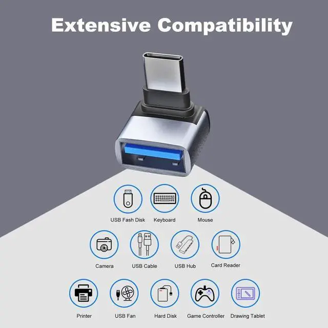 Alt view image 4 of 6 - WRIARICH 4 Pack Up & Down 90 Degree Right Angle USB C Male to USB 3.1 Type A Female Adapter, 10Gbps USB-C OTG Converter Compatible with MacBook Pro/Air, iPad, Phones & All USB-C Devices