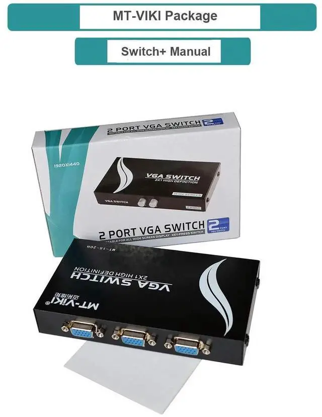 Alt view image 5 of 7 - WRIARICH MT-VIKI 2 in 1 Out VGA Switch Box, 2-Port Manual VGA Video Selector Switcher for Desktop PC, Laptop, Monitor, Projector