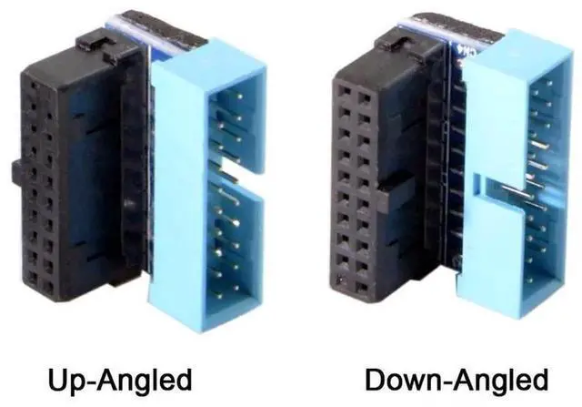 Alt view image 5 of 7 - WRIARICH 2-Pack 90° Up & Down Angled 19/20Pin USB3.0 Motherboard Header Extension Adapter, Internal USB 3.0 Male to Female Extender for DIY PC Chassis