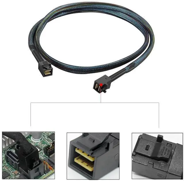 Alt view image 2 of 5 - WRIARICH 3.3FT/1M Internal Mini SAS HD Cable SFF-8643 Male to Male, 12Gbps High Speed SAS Data Cable for PCIe RAID Controller, NVMe Storage Backplane & NAS Multi-Disk Array