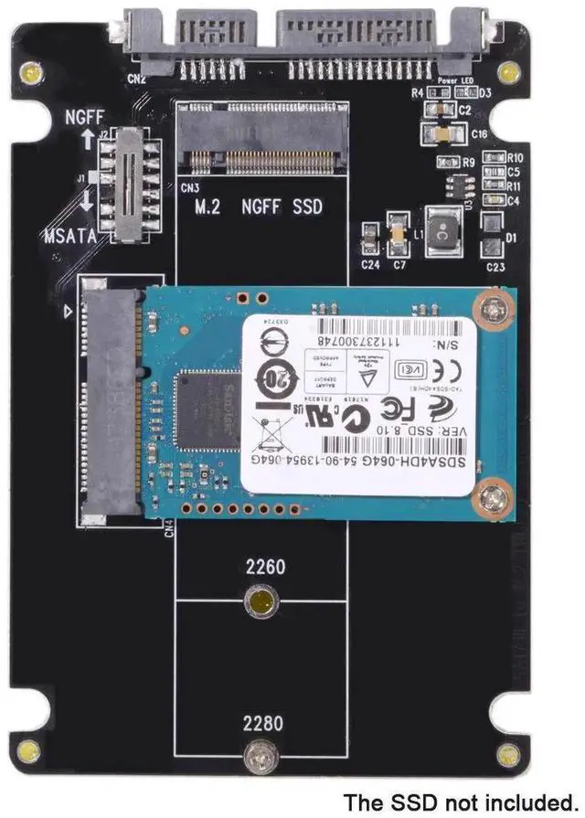 Alt view image 2 of 7 - WRIARICH M.2 NGFF B-Key + mSATA to SATA 3.0 Adapter Enclosure With Power Switch Dual SSD Converter